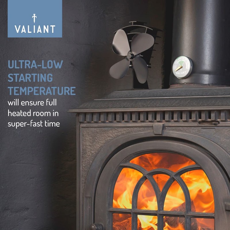 Valiant (FIR361) Premium IV 4-Blade Heat Powered Log Burner &