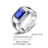 JewelryPalace Men Fashion 4.3ct Square Creat Blue Sapphire Ring 925
