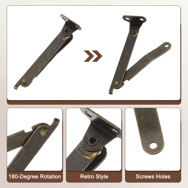 sourcing map 2Pcs 3.5" Folding Lid Support Hinges, Lift Up