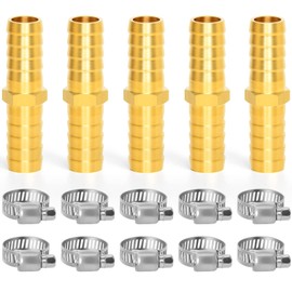 TAILONZ PNEUMATIC 5 Brass Hose Overhead Pipe Fittings, 8mm Overhead Pipe Inner Diameter, 10 Hose Clips