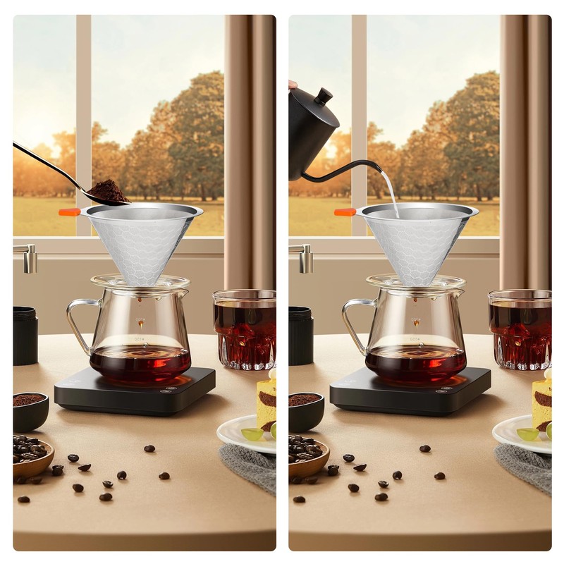 moniko Coffee Dripper Breakaway Stainless Steel Filter Fixture Double Layer