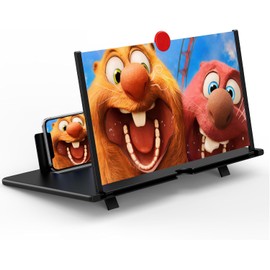 18 inch Screen Magnifier for Cell Phone – 3D HD Magnifing Screen Enlarger Projector for Movies Videos and Gaming – Foldable Phone Stand Holder with Screen Amplifier–Supports All Smartphones(Red-18'')