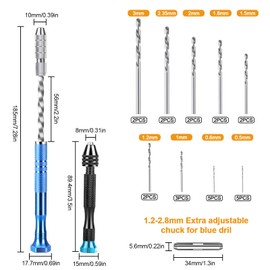 SUNJOYCO 28PCS Precision Pin Vise Hand Drill Set with 0.5-3.0mm Micro Twist Drill Bits, Mini Hand Drill Rotary Tool for Electronic Assembling, Model Making, Drilling Holes, Jewelry Making