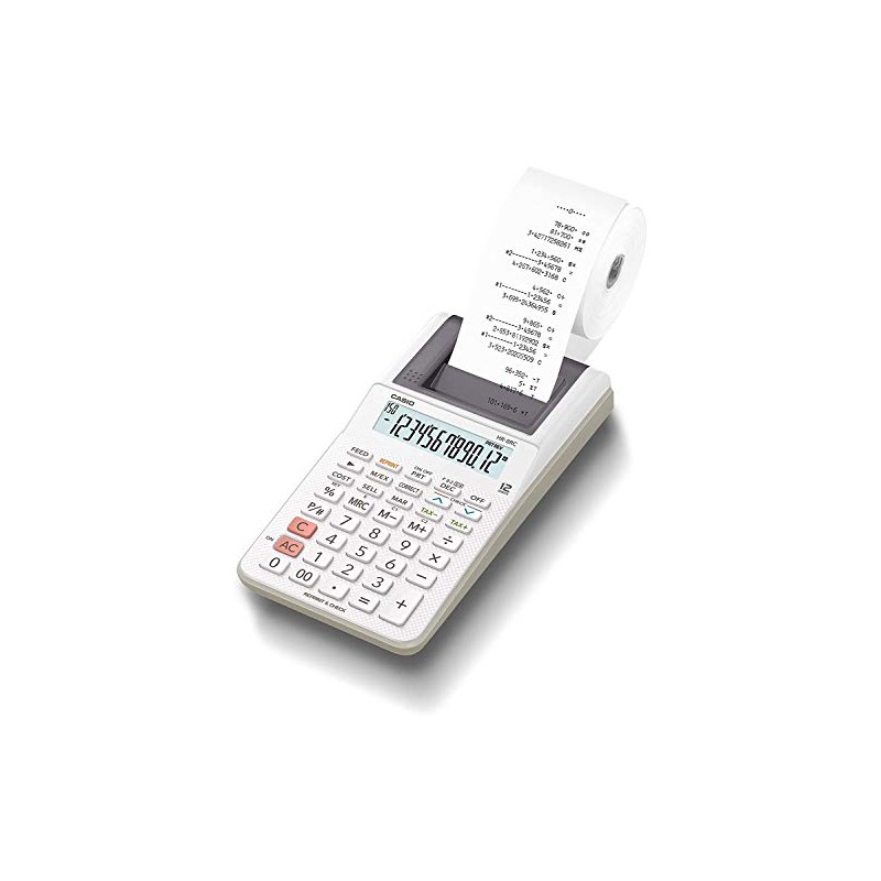 Casio HR-8RC-WE Handy 12-Digit Printer Calculator
