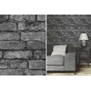 Fine Decor Rustic Brick Effect Charcoal Silver Grey Feature Wallpaper