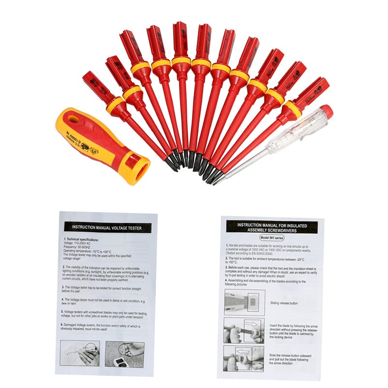 Sunydog 13pcs 1000V Changeable Insulated Screwdrivers Set with Magnetic Slotted