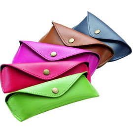 ALASSIO 2685 Brillen-Etui aus echtem Leder, Etui für Brillen und Sonnenbrillen, Lederetui mit Klappverschluss und einem Druckknopfverschluss aus Metall, Ledercase, klein, rosa, ca. 16 x 5,5 x 3 cm