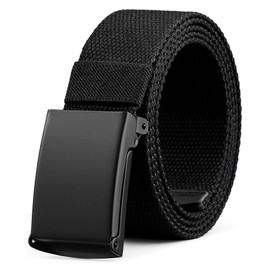 Bon4Extrao Men's Belt Without Holes, Canvas Fabric Belt Men's Infinitely Adjustable 38 mm, Outdoor Business Work Belt with Quick Release Fits Anywhere, black