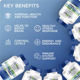 Adrenal Stress Advanced Formula, Fatigue Support Supplement, Cortisol Manager with Ashwagandha - 90 Capsules