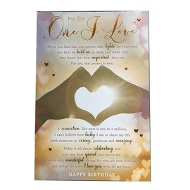 for The One I Love Heart Hand Design Sentiments Happy Birthday Card Lovely Verse