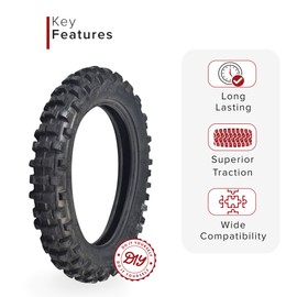 AlveyTech 3.00-12 (80/100-12) Knobby JK620 Tread Tire - Fits the Baja Dirt Runner 70 (DR70), Coolster (QG-214FA), Honda CRF70, Yamaha and TaoTao DB14, Off Road Pit Bike/Motorcycle Tires