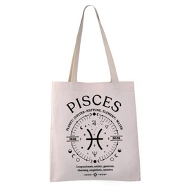 VAMSII Pisces Tote Bag Pisces Theme Bag Gift Funny Pisces Bag Gift For Christmas Birthday Party (PISCES tote)