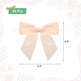 MECCANIXITY 30 Pcs Pre-Tied Bows Satin Ribbon Bows 4.5" Twist Ties Gift Bows for Craft DIY Candy Bags Christmas Wedding Decor Party Treat Bags Rose Gold