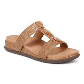 Vionic Serra Women's T-Strap Slip-on Supportive Sandal Camel - 7.5 Medium