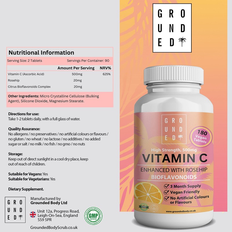 Vitamin C 500 mg Enhanced with Rosehip Bioflavonoids, 3 Month