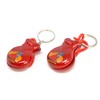 2 x Red Mini Castanets Musical Instrument Keychain Flamingo Dance