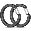 TISUR Titanium Carabiner Round Key Chain Key Ring (Black/Round Clip