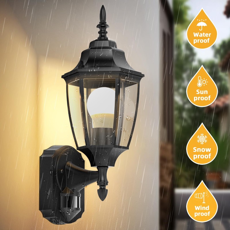 Lamomo Outdoor Wall Sconce, 2 Pack Dusk to Dawn Motion