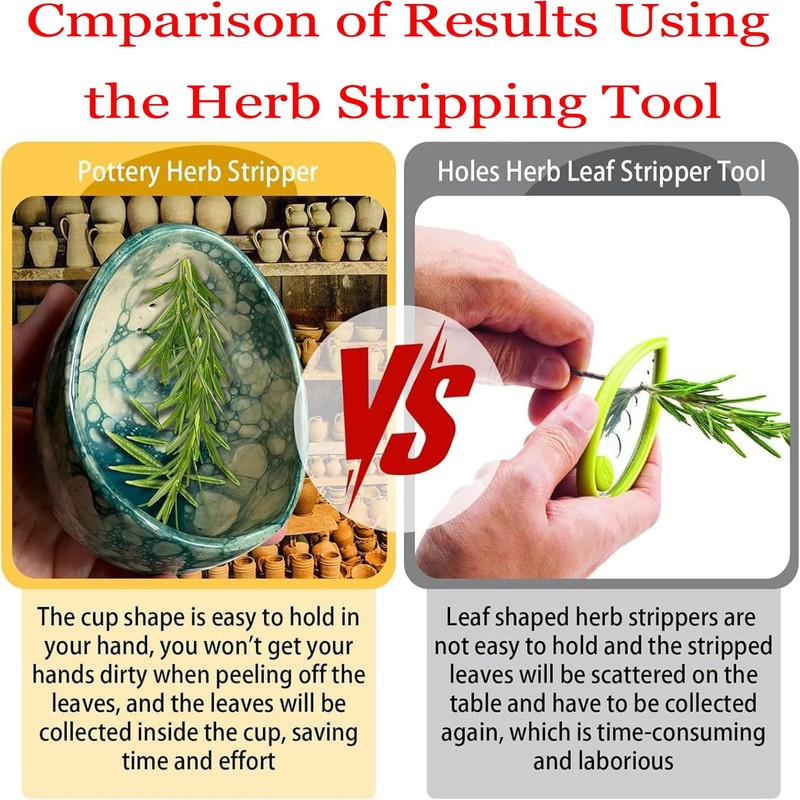 Handmade Pottery Herb Stripper Bowl - Ideal for Peeling Leafy