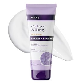 Envy Limpiador facial con colágeno y miel, reduce las líneas finas, las arrugas y la hidratación, cuidado de la piel coreano limpio, libre de crueldad