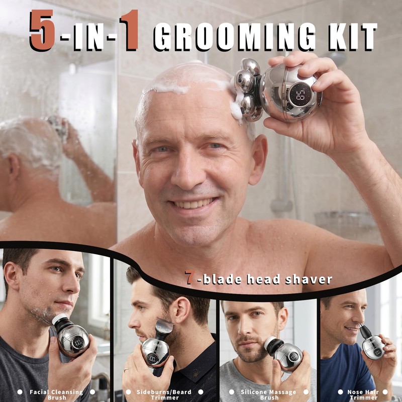 VGR 315 7D Floating Head Shaver for Bald Men with