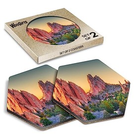 2 x Hexagon Coasters - Garden of the Gods Colorado Springs USA Cork Backed MDF Glossy Tea Coffee Accessory #50997