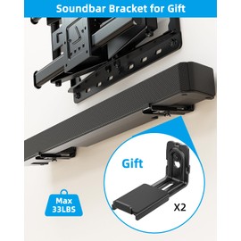 HOME VISION TV Wall Mount for 32-70 Inch TV with Soundbar Bracket, Full Motion TV Bracket with Articulating Dual Arms, Swivel and Tilt, Fits 8" 12" 16" Stud, Max VESA 400X400mm, Up to 132lbs