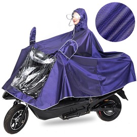 Universal Motorcycle Raincoat Waterproof Hoodie Rain Cape Reusable Bike E-bike Rain Coat Mobility Scooter Outdoor Rain Poncho with Detachable Hat Brim Reflective Strip for Men Women (purple-)