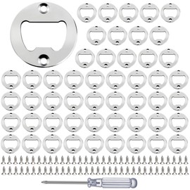 Bottle Opener Insert - 50 Sets Stainless Steel Bottle Opener Inserts Kit with Screws Screwdriver for Bottle Opener DIY Resin Mould Kit Bottle Opener Hardware Parts Supply