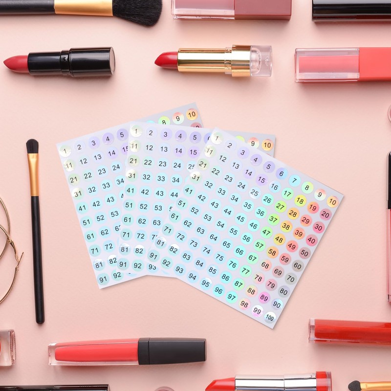 Aruicheng Small Round Number Stickers - 1-100, 5 Sheets Self-Adhesive