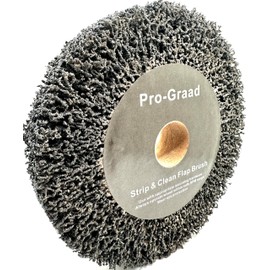 Pro-Graad 6” x 1” Black 40 Grit Extra Coarse Non-Woven Bench Grinder Strip & Clean Flap Brush Wheel, Metal Graining, Stripping, Rust & Paint Removal, Compatible for 1/2”, 5/8”, 3/4" Arbor