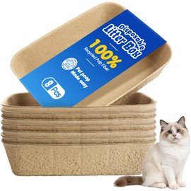 Disposable Litter Boxes for Cats 8-Pack Extra Thick & Sturdy Box Eco-Friendly Cat Travel Cardboard Portable Kitty Litterbox Jumbo Litter Pans for Kitten Leakproof Sustainable for Indoor Outdoor Use