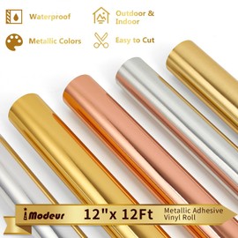 IModeur Brushed Silver Permanent Vinyl for Cutting Machines - 12" x 12 FT Metallic Permanent Adhesive Vinyl Roll for Cup Deco, Party Decoration, Sticker