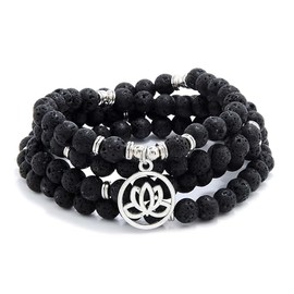 Lotus Flower Gifts Mala Beads 108 Healing Bracelet Necklace Meditation Accessories, Stone, No gemstone