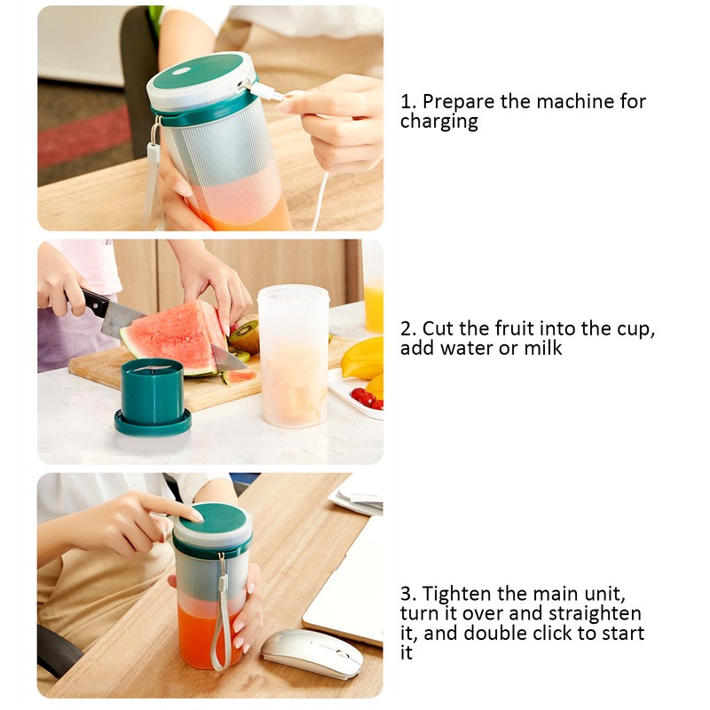300ml USB Charging Electric Juicer Cup Security Lock Blender with