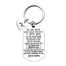 To My Son Keychain From Mom: Key Chain for Him Birthday Christmas Valentines Day Gifts for Son Key Ring Inspirational(To My Son-Silver)