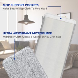 Microfiber Mop Cleaning Pads Flat: 6 Packs 13" X 4.9" Washable Pads for Floor Cleaning Compatible with Tethys & Most 13 Inch Flat Mop - Pads Replacement for Flat Mop or Mop Bucket Set