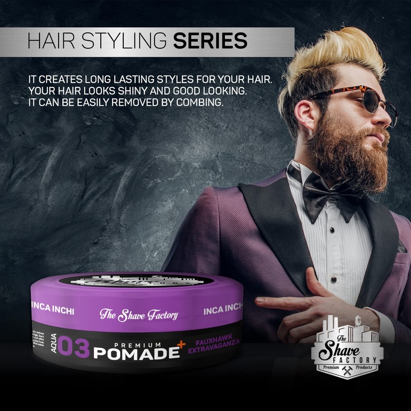 the shave factory Premium Pomade 150ml 03 Fauxhawk Extravaganza with