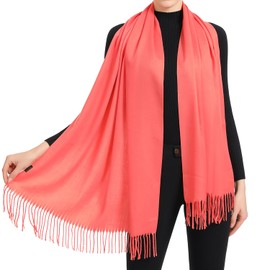 TZ Promise Women's Silky Pashmina Shawls and Wraps for Wedding Bridal Long Scarves (Watermelon Pink)
