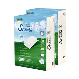 Zinshine Eco-friendly Laundry Detergent Sheets (80 sheets 160 loads) - Concentrated for Deep Cleaning, Plant Based Laundry Strips, Washer Sheets Detergent for HE, Travel, and Hand Washing