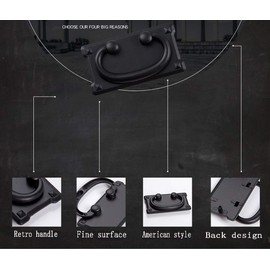 2pcs Vintage Antique Bronze Drawer Ring Pull Handles Knobs Hardware for Dresser Cabinet Door Furniture Drawers Bronze Hand Mission Hardware(Black)