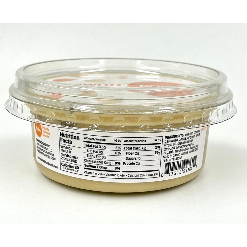 Baba Organic Hummus (8 oz) - USDA Organic, Gluten Free,