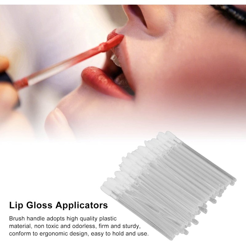 100 Uds Cepillo de Labios Mango Transparente Cepillo de Labios