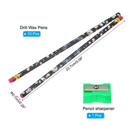 PATIKIL 10 Pcs Drill Wax Pencil, Long Nail Dotting Pen Rhinestones Picker Wax Pencil with Green Pencil Sharpener Self Adhesive Pencil Gem Picker Tool, Rose red