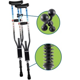 York Nordic - Spring Cushion Crutches Perfect for Sports Injuries and Travel - Heights 4'7" to 6'6" - Adjust Down to 22" for Travel