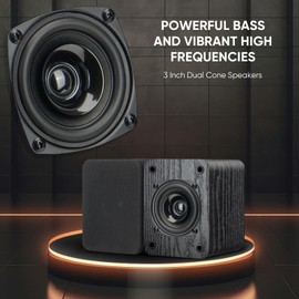 Saiyin Powered Bluetooth Bookshelf Speakers, 40W Record Player Speakers with 3'' Dual Cone Drivers for Full Range in Powerful Sound, Stereo Speakers for Turntable PC TV AUX/Optical/TV-ARC Input