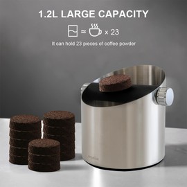 Ompellus Espresso Knock Box, Large Capacity & Non-Slip Base Coffee Knock Box, Barista Tools, Espresso Machine Accessories (Silver)