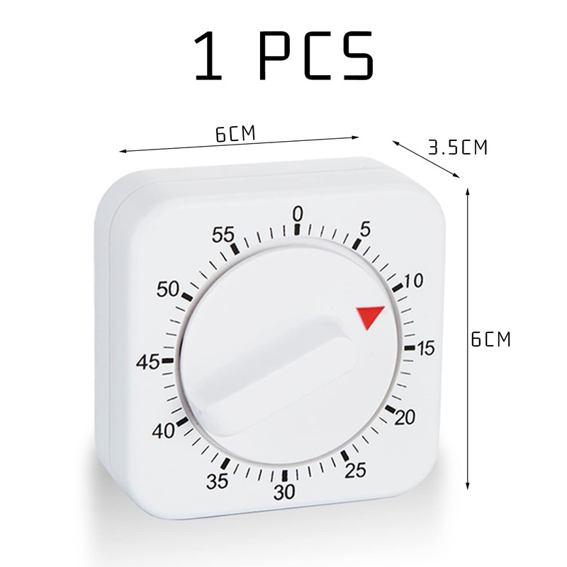 1 Piece of Square Kitchen Timer, 60-minute Mechanical Timer, Kitchen