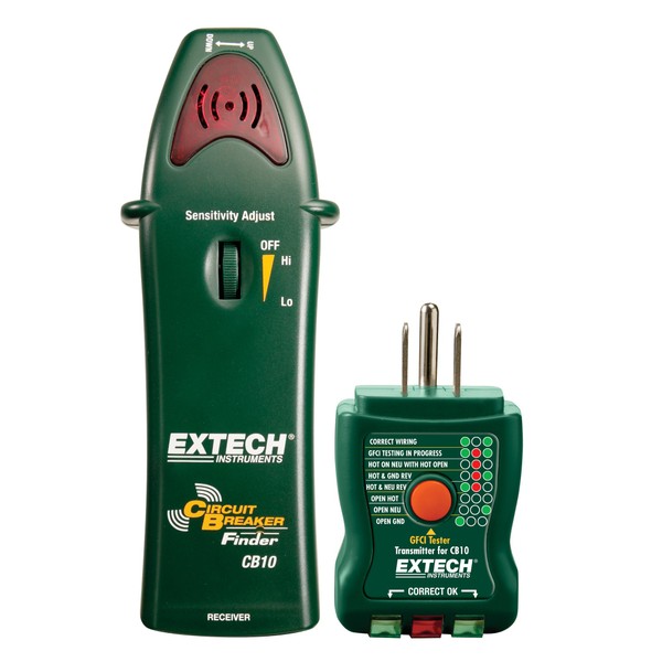 Extech - 1218G94EA - CB10 Circuit Breaker Finder, Locates fuses/breakers, Tests receptacles and GFCI circuits, Green,Red