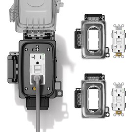 ELEGRP Outdoor GFCI Outlet with Extra-Duty in Use Cover, 20 Amp TRWR Self-Test GFI Receptacle, 1 Gang Weather Resistant in-Use Cover, Lockable, Horizontal/Vertical Mount, UL Listed, 2 Pack, White